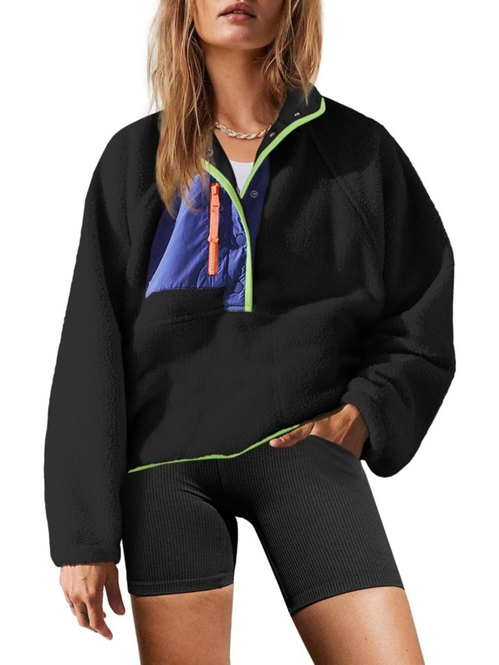 Cozy Women's Fleece Pullover Jacket | Sherpa Sweatshirt with Pockets